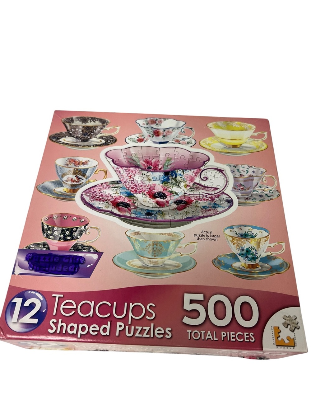 500-Piece Teacup Jigsaw Puzzle in Pink - 12 Decorative Teacups